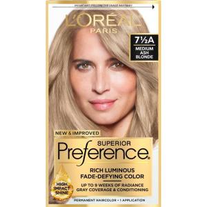 imageLOreal Paris Superior Preference FadeDefying  Shine Permanent Hair Color 6AM Light Amber Brown Pack of 1 Hair Dye75A Medium Ash Blonde