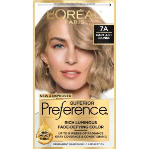 imageLOreal Paris Superior Preference FadeDefying  Shine Permanent Hair Color 6AM Light Amber Brown Pack of 1 Hair Dye7A Dark Ash Blonde