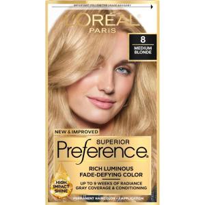 imageLOreal Paris Superior Preference FadeDefying  Shine Permanent Hair Color 6AM Light Amber Brown Pack of 1 Hair Dye8 Medium Blonde