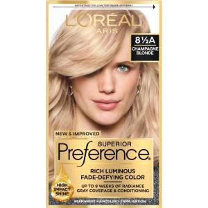 imageLOreal Paris Superior Preference FadeDefying  Shine Permanent Hair Color 6AM Light Amber Brown Pack of 1 Hair Dye85A Champagne Blonde
