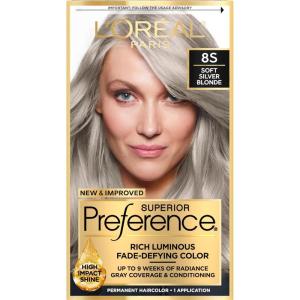 imageLOreal Paris Superior Preference FadeDefying  Shine Permanent Hair Color 6AM Light Amber Brown Pack of 1 Hair Dye8s Soft Silver Blonde