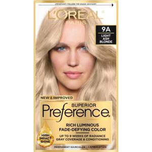 imageLOreal Paris Superior Preference FadeDefying  Shine Permanent Hair Color 6AM Light Amber Brown Pack of 1 Hair Dye9A Light Ash Blonde