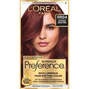 imageLOreal Paris Superior Preference FadeDefying  Shine Permanent Hair Color 6AM Light Amber Brown Pack of 1 Hair DyeRR04 Intense Dark Red
