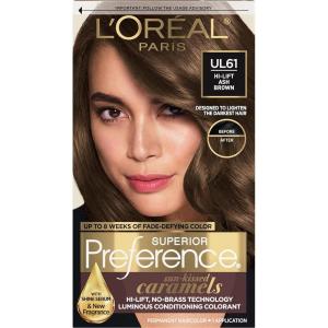 imageLOreal Paris Superior Preference FadeDefying  Shine Permanent Hair Color 6AM Light Amber Brown Pack of 1 Hair DyeUL61 HiLift Ash Brown