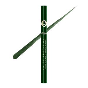 imageLOreal Paris Haute Precision Waterproof Liquid Eyeliner SmudgeProof Eye Liner with MicroTip for up to 28HR Eye Makeup Wear 010 Black Silk040 GREEN VELVET
