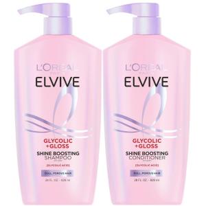 imageLOreal Paris Elvive Glycolic  Gloss Shine Boosting Shampoo and Conditioner Set Cleanses and Smooths Dull Porous Hair Into HighShine Glossy Hair 1 Kit