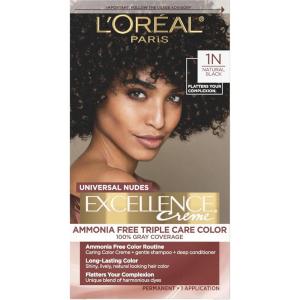 imageLOreal Paris Excellence Universal Nudes Permanent Hair Color Ammonia Free Hair Dye for Gray Hair Coverage 7N Natural Dark Blonde 1 Kit Pack of 21N Natural Black