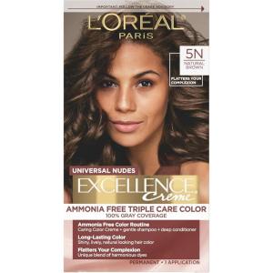 imageLOreal Paris Excellence Universal Nudes Permanent Hair Color Ammonia Free Hair Dye for Gray Hair Coverage 7N Natural Dark Blonde 1 Kit Pack of 25N Natural Brown