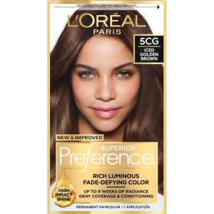 imageLOreal Paris Superior Preference Luminous FadeDefying Permanent Hair Color Hair Dye For Up to 9 Weeks of Radiance 6AM Light Amber Brown 1 Kit Pack of 25CG Iced Golden Brown