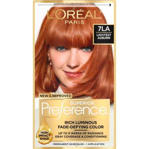 imageLOreal Paris Superior Preference Luminous FadeDefying Permanent Hair Color Hair Dye For Up to 9 Weeks of Radiance 6AM Light Amber Brown 1 Kit Pack of 27LA Lightest Auburn
