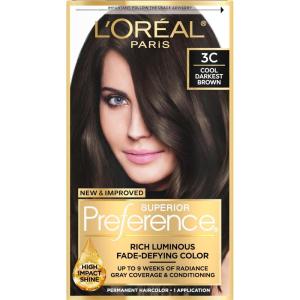 imageLOreal Paris Superior Preference Luminous FadeDefying Permanent Hair Color Hair Dye For Up to 9 Weeks of Radiance 6AM Light Amber Brown 1 Kit Pack of 23C Cool Darkest Brown