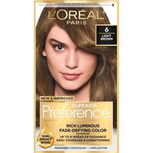 imageLOreal Paris Superior Preference Luminous FadeDefying Permanent Hair Color Hair Dye For Up to 9 Weeks of Radiance 6AM Light Amber Brown 1 Kit Pack of 206 Light Brown
