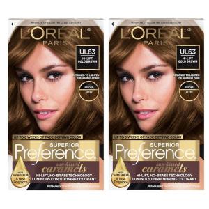 imageLOreal Paris Superior Preference Luminous FadeDefying Permanent Hair Color Hair Dye For Up to 9 Weeks of Radiance 6AM Light Amber Brown 1 Kit Pack of 2U163 HiLift Gold Brown