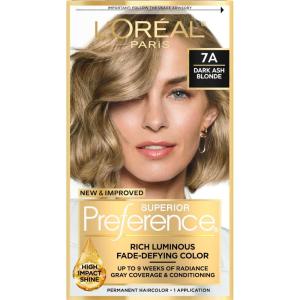 imageLOreal Paris Superior Preference Luminous FadeDefying Permanent Hair Color Hair Dye For Up to 9 Weeks of Radiance 6AM Light Amber Brown 1 Kit Pack of 27A Dark Ash Blonde