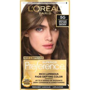imageLOreal Paris Superior Preference Luminous FadeDefying Permanent Hair Color Hair Dye For Up to 9 Weeks of Radiance 6AM Light Amber Brown 1 Kit Pack of 25G Medium Golden Brown