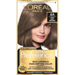 imageLOreal Paris Superior Preference Luminous FadeDefying Permanent Hair Color Hair Dye For Up to 9 Weeks of Radiance 6AM Light Amber Brown 1 Kit Pack of 26A Light Ash Brown