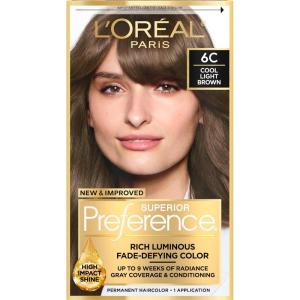 imageLOreal Paris Superior Preference Luminous FadeDefying Permanent Hair Color Hair Dye For Up to 9 Weeks of Radiance 6AM Light Amber Brown 1 Kit Pack of 26C Cool Light Brown