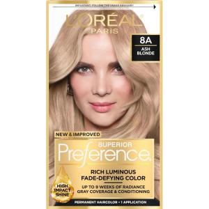 imageLOreal Paris Superior Preference Luminous FadeDefying Permanent Hair Color Hair Dye For Up to 9 Weeks of Radiance 6AM Light Amber Brown 1 Kit Pack of 28A Ash Blonde