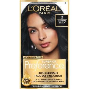 imageLOreal Paris Superior Preference Luminous FadeDefying Permanent Hair Color Hair Dye For Up to 9 Weeks of Radiance 6AM Light Amber Brown 1 Kit Pack of 202 Natural Black