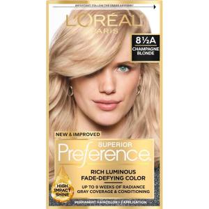 imageLOreal Paris Superior Preference Luminous FadeDefying Permanent Hair Color Hair Dye For Up to 9 Weeks of Radiance 6AM Light Amber Brown 1 Kit Pack of 285A Champagne Blonde
