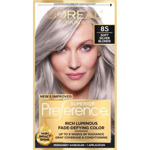 imageLOreal Paris Superior Preference Luminous FadeDefying Permanent Hair Color Hair Dye For Up to 9 Weeks of Radiance 6AM Light Amber Brown 1 Kit Pack of 28S Soft Silver Blonde