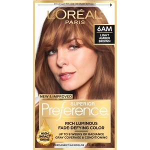 imageLOreal Paris Superior Preference Luminous FadeDefying Permanent Hair Color Hair Dye For Up to 9 Weeks of Radiance 6AM Light Amber Brown 1 Kit Pack of 26AM Light Amber Brown