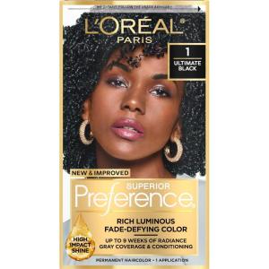 imageLOreal Paris Superior Preference Luminous FadeDefying Permanent Hair Color Hair Dye For Up to 9 Weeks of Radiance 6AM Light Amber Brown 1 Kit Pack of 201 Ultimate Black