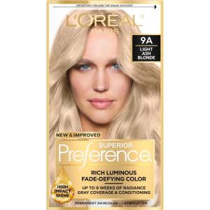 imageLOreal Paris Superior Preference Luminous FadeDefying Permanent Hair Color Hair Dye For Up to 9 Weeks of Radiance 6AM Light Amber Brown 1 Kit Pack of 29A Light Ash Blonde