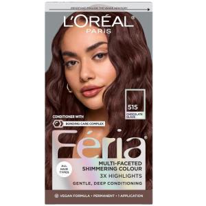 imageLOreal Paris Feria MultiFaceted Shimmering Permanent Hair Color High Intensity Hair Dye for 3X Highlights 515 Chocolate Glaze 1 Kit515 Chocolate Glaze