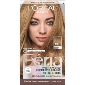 imageLOreal Paris Feria MultiFaceted Shimmering Permanent Hair Color High Intensity Hair Dye for 3X Highlights 515 Chocolate Glaze 1 Kit73 Golden Sunset Dark Golden Blonde