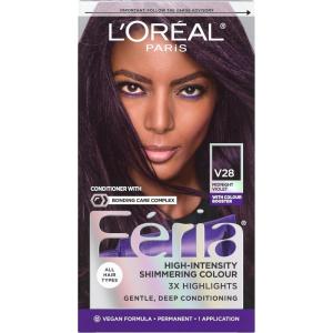 imageLOreal Paris Feria MultiFaceted Shimmering Permanent Hair Color High Intensity Hair Dye for 3X Highlights 515 Chocolate Glaze 1 KitV28 Midnight Violet Deepest Violet