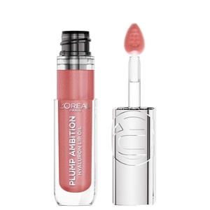 image:imageLOreal Paris Plump Ambition Hyaluron Lip Oil Shimmer 24 HR Lip Gloss with Hyaluronic Acid Volumizing Formula with GlassLike Shine Rosewood Lights 016 fl oz650 Nude Macaron